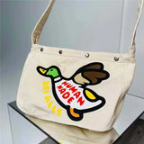 Double Print Duck Canvas Backpack Khaki Snap-fastener Bag