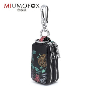 Leather Key Bag Women Large Capacity Car Key Case Organizer