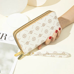 Double Zipper Clutch Bag Printed Wallet Women's Long European
