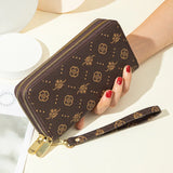 Double Zipper Clutch Bag Printed Wallet Women's Long European