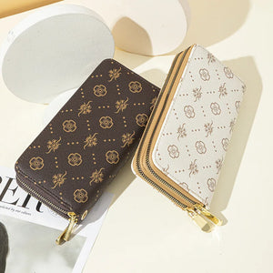 Double Zipper Clutch Bag Printed Wallet Women's Long European