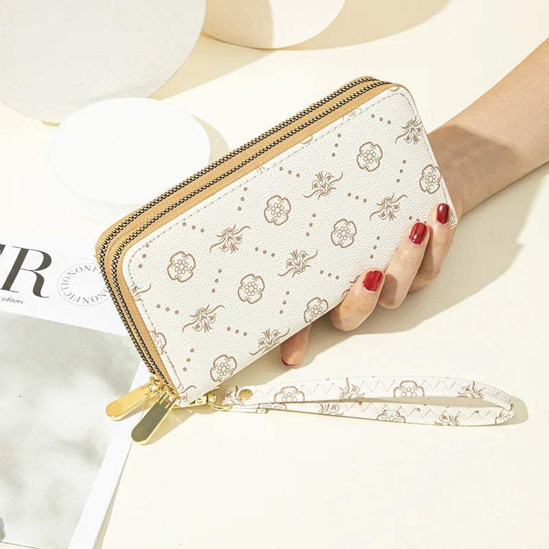 Double Zipper Clutch Bag Printed Wallet Women's Long European