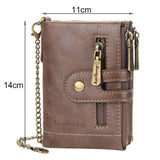 Double Zipper Faux Leather Male Wallet Safe Buckle Retro Wallet