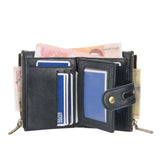 Double Zipper Faux Leather Male Wallet Safe Buckle Retro Wallet
