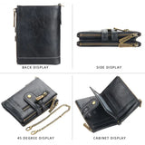 Double Zipper Faux Leather Male Wallet Safe Buckle Retro Wallet