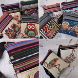 Owl Printed Mini Shoulder Bag Double Zipper Messenger Bag