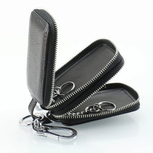 Double Zipper Leather Key Bag Universal Key Wallet