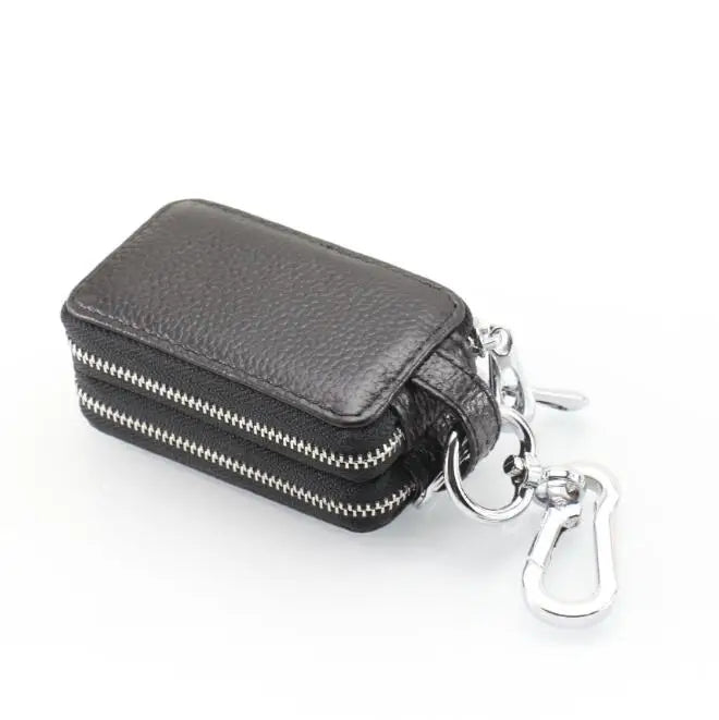 Double Zipper Leather Key Bag Universal Key Wallet