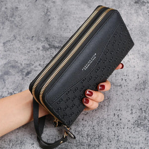 Double Zipper Pink Women Wallet High PU Leather Female Long Capacity Wallets