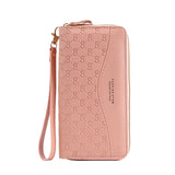 Double Zipper Pink Women Wallet PU Leather Long Capacity Mobile Phone Carteira