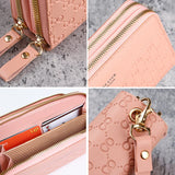 Double Zipper Pink Women Wallet PU Leather Long Capacity Mobile Phone Carteira