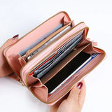 Double Zipper Pink Women Wallet High PU Leather Female Long Capacity Wallets