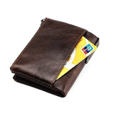 Men's Leather Wallet Double Zipper Short Purse