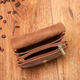Retro Oil Wax Pocket Mini European American Style Zipper Bag