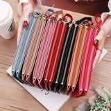 Double Zipper Wallet Women PU Leather Tassel Leaf Purse Clutch Bag