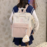 Double Zippers Women Backpack Multifunction School Bags