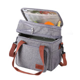 Double-deck Insulated Lunch Box Tote Men Women Picnic Travel Cold Food Cooler Th