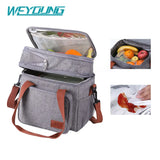 Double-deck Insulated Lunch Box Tote Men Women Picnic Travel Cold Food Cooler Th