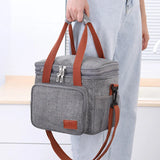 Double-deck Insulated Lunch Box Tote Men Women Picnic Travel Cold Food Cooler Th