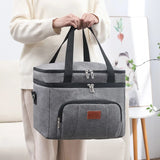 Double Deck Portable Leakproof Insulated Lunch Cooler Bag Picnic Food Storage