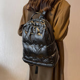 Women's Padded Nylon Quilted Backpack for Winter
