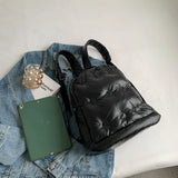 Women's Padded Nylon Quilted Backpack for Winter