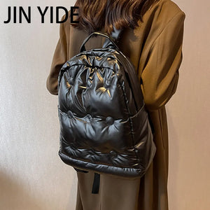 Women's Nylon Padded Backpack Winter School Bag