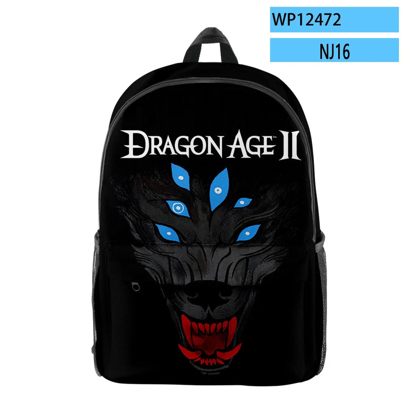 Dragon Age Dreadwolf Hot Game Backpack Student School Bag Unisex Daypack Zipper