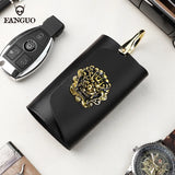 Dragon Head Button Leather Men's Car Key Holder Bag
