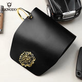 Dragon Head Button Leather Men's Car Key Holder Bag