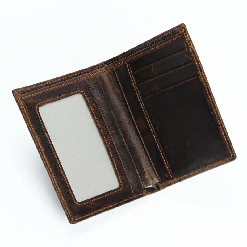 Dragon Pattern Leather Wallet Vintage Dollar Clip Cow Leather Purse