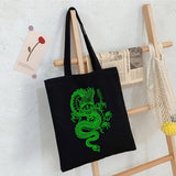 Dragon Print Canvas Shopper Bag Harajuku Punk Goth Women's Shoulder Bag