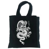 Dragon Printing Canvas Shopper Bag Harajuku Punk Gothic Tote Vintage Shoulder