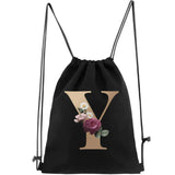 Drawstring Backpack Bag Shoulders 26 Letter Gym Portable Outdoor Bag