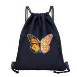 Butterfly Print Gym Backpack - Canvas, Foldable