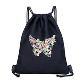 Butterfly Print Gym Backpack - Canvas, Foldable