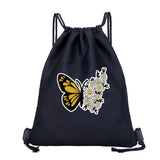 Butterfly Print Gym Backpack - Canvas, Foldable