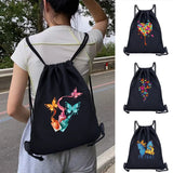 Butterfly Print Gym Backpack - Canvas, Foldable