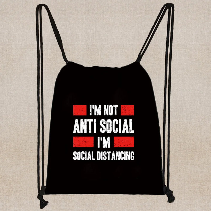 Cartoon Print Drawstring Backpack Girl Shopping Bag