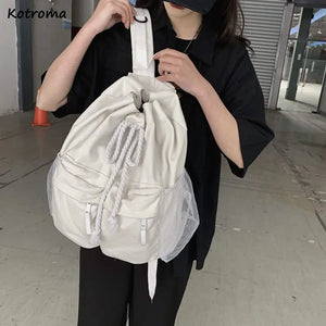 Canvas Drawstring Backpack Large School Bag