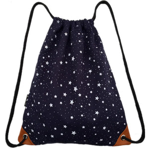 Canvas Drawstring Bag Women's Backpack Lady Stars Girl Pack Sack