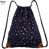 Canvas Drawstring Bag Women's Backpack Lady Stars Girl Pack Sack