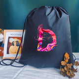 Personalized Letter Print Drawstring Bag for School and Sports