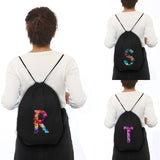 Personalized Letter Print Drawstring Bag for School and Sports
