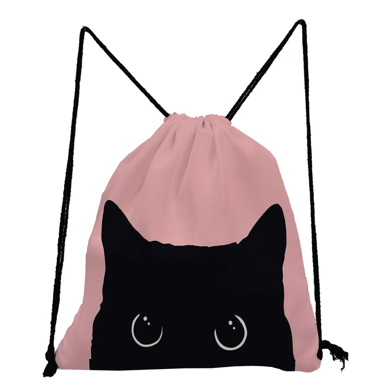 3D Cat Drawstring Gym Pouch Backpack for Women