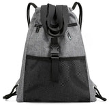 Drawstring Bag Gym with Pockets Sports Sack Grey