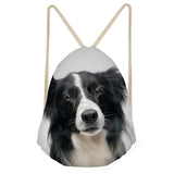 Border Collie Drawstring Bag Reusable Shopping School Backpack Beach Bag