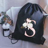 Pink Letter Print Drawstring Bag Backpack Multi-function Sport Bags