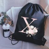 Pink Letter Print Drawstring Bag Backpack Multi-function Sport Bags