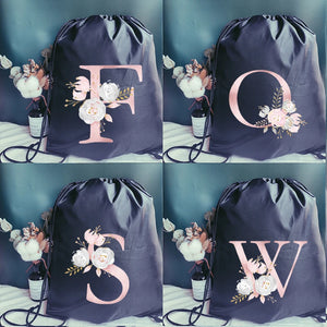 Pink Letter Print Drawstring Bag Backpack Multi-function Sport Bags
